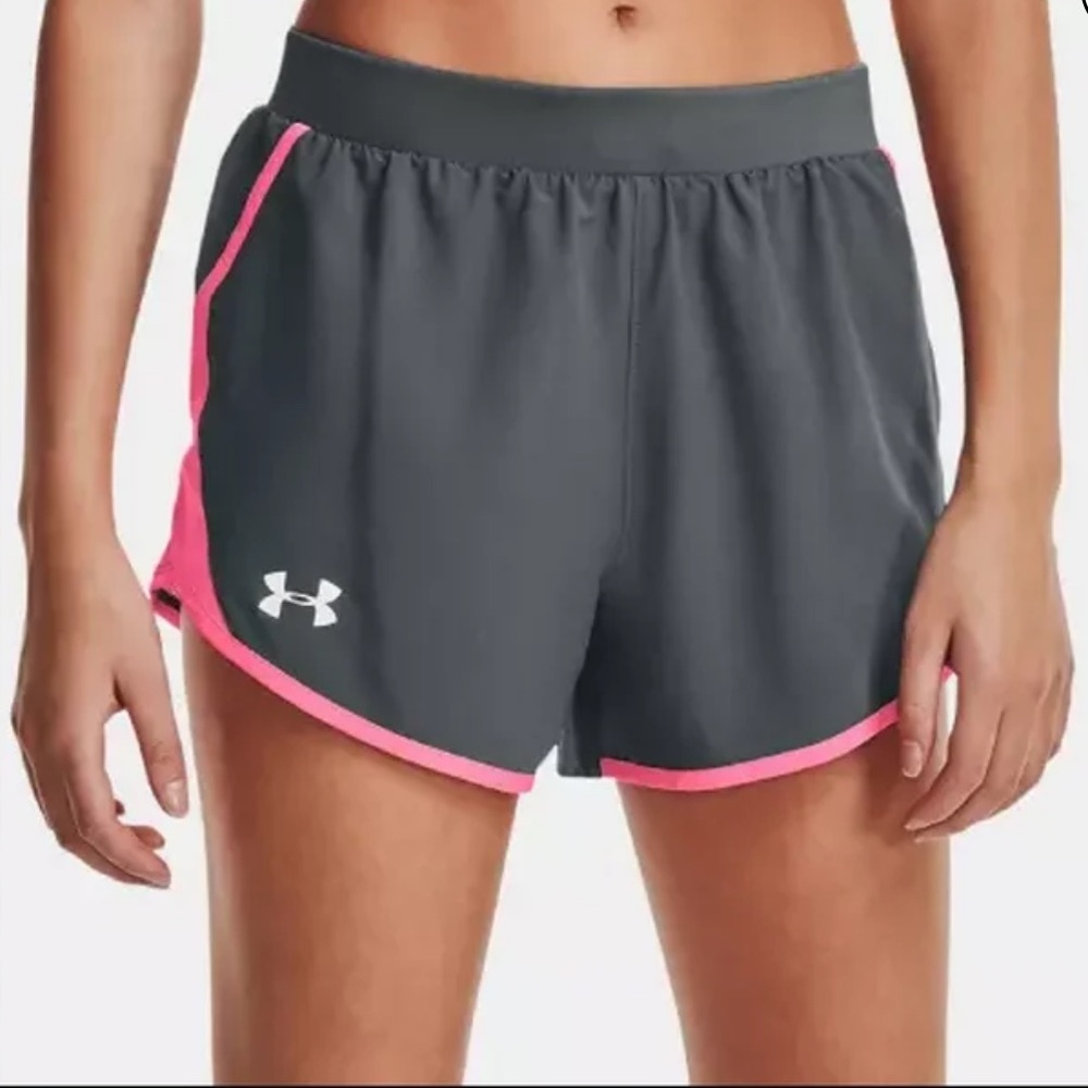 Under Armour Gray and Pink Athletic Shorts with Elastic Waistband